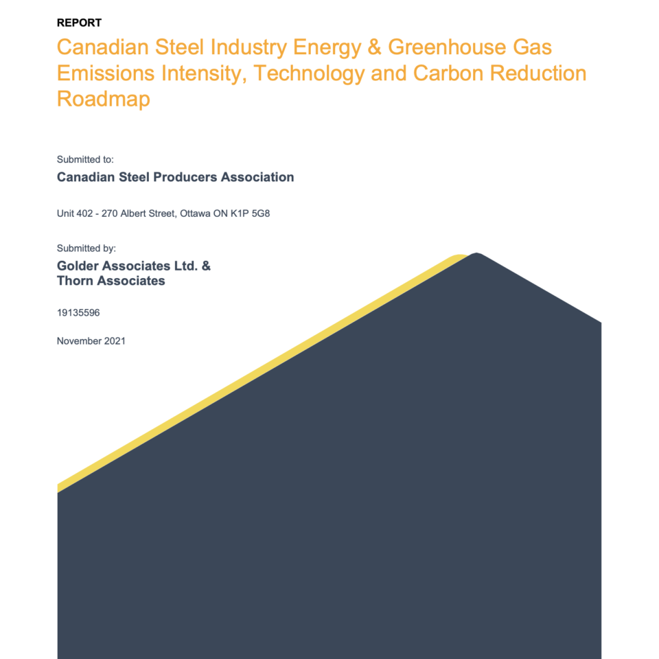 Canadian Steel Industry Energy & Greenhouse Gas Emissions Intensity, Technology and Carbon Reduction Roadmap