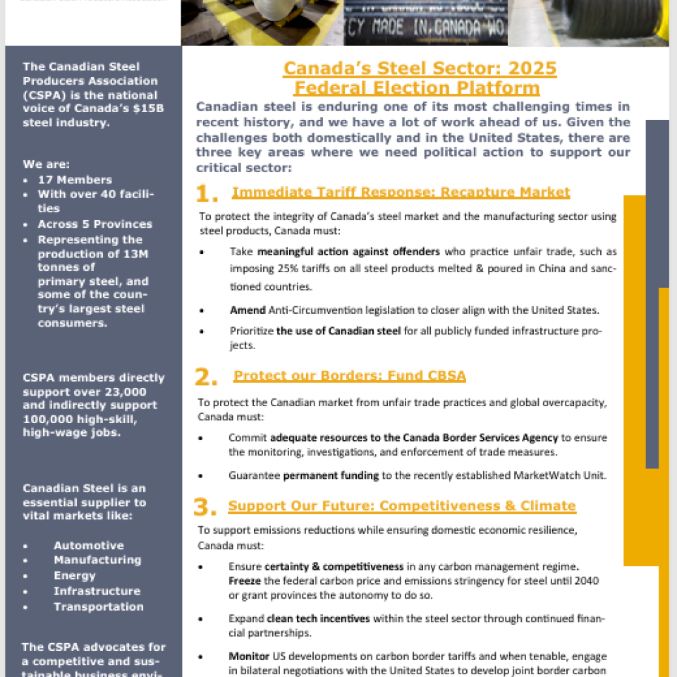 CSPA's 2025 Federal Election Platform